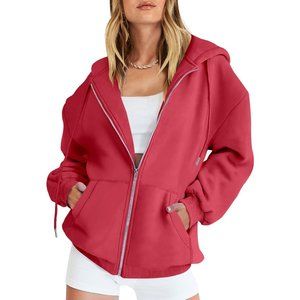 Women's Oversized Zip Up Hoodies Sweatshirts Y2K Clothes Jackets with Pockets